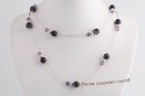 Gsn159 handmade potato pearl and amethyst beads silver plated link necklace