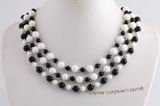 Gsn163 Multi-strand gemstone necklace with black & white gemstome beads