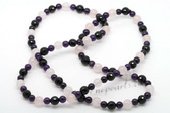 Gsn164 Impression Rose quartz,Amethyst and Agate Rope Necklace