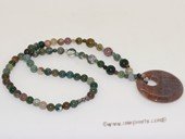 gsn180  Handmade agate stone necklace with circle agate pendant