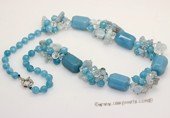 gsn186 Stylist Gemstone and Faceted Crystal Princess Necklace