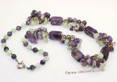 gsn187 Stylist Amethyst and Green Jade Princess Necklace