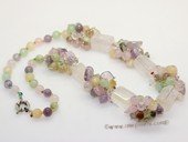 gsn188 Stylist Pink Quartz  and Green Jade Princess Necklace