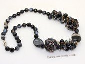 gsn194 Hand made black agate  necklace jewelry