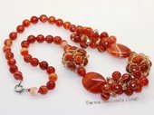 gsn197 Hand made red agate  necklace jewelry