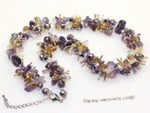 gsn205 Baroque gemstone beads&amethyst neckalce jewelry
