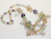 gsn214 Stylist Mix color  Gemstone and Shell Beads Princess Necklace