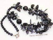 gsn215 Stylist Blue Sandstone and Shell Beads Princess Necklace