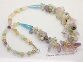 gsn224 Beautiful gemstone jewelry necklace mixed with mix-color gemstone and  agate beads