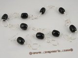 gsnset015 Smart Sterling black agate necklace earrings set for valentines