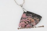 gsp107 35*48mm Fanlike Rhodonite Stone Pendant Necklace