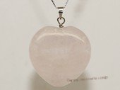 gsp108 30mm Heart Shape Rose Quartz Pendant Necklace