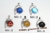 gsp134 Designer 25*30mm Gemstone Dolphin Pendant Necklace