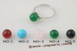 Gsr006 Sterling silver gemstone engagement rings with 8mm green jade,US size7