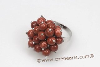 Gsr021 Silver-tone Cluster Adjustable Ring with Gemstone