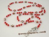 holder002 Handcrafted Red Coral & cloisonne beads ID Badge holder lanyard in factory price