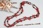 Ipn001 Style Red coral and Agate seed Bead Layer Island Necklace