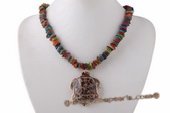 Ipn002 Beautiful Colorful Shell Princess Necklace with Turtle Pendant