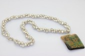 Ipn003 Handmade Cultured Pearls Twisted Necklace with Shell Pendant
