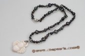 Ipn014 Stylish Cultured Freshwater Pearl Princess Necklace with Shell Pendant