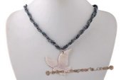 Ipn023 Hand Strung Black Cultured Seed Pearl Twisted Necklace