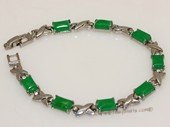 Jbr022 Silver-toned oblong shape Gemstone Bangle Bracelet