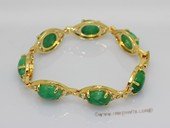 Jbr026 Gold-toned Jade Gemstone Bangle Bracelet with Zircon