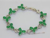 jbr030 Stunning oval jade stone bracelet combine silver tone mountting