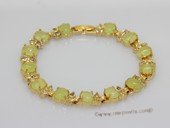 Jbr035 Gold-toned Jade Gemstone Bangle Bracelet with Zircon