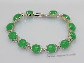 Jbr036 Silver Toned 10mm Round Jade Gemstone Bangle Bracelet