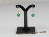 Je002 One pairs silver plated faceted green Jade Drop earrings --summer collection