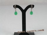 Je003 One pairs silver plated tear-drop green Jade Drop earrings --summer collection