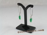Je008 Five pairs Green Jade arched wire dangle earrings--summer collection