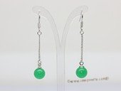 Je036 wholesale silver tone dangle earring with jade gemstone