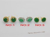 je040 Fashion green color jade gemstone earring