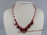 jn022 gradual change leafe shape jade beads necklace with  pearl--summer collection