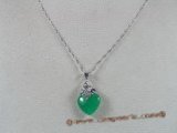 Jp002 silver plated Green jade pendants in heart shape--summer collection