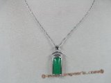 Jp003 silver plated Green jade pendants in oblong--summer collection