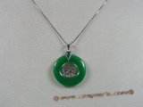 Jp005 Sterling silver Green jade Donut shape pendants--summer collection