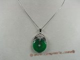 Jp006 Sterling silver coin shape Green jade pendants--summer collection