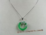 Jp007 Sterling silver 25mm Donut shape Green jade pendants