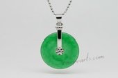 Jp009 Sterling silver 25mm coin shape Green jade pendants