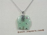 Jp012 Sterling Silver elephant design light green Jade pendant
