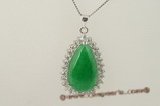 Jp019 Handcrafted oval green jade pendant neckalce in sterling silver