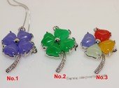 Jp035  Silver Tone 22*42mm Flower shape Color Gemstone pendants Brooch