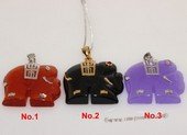 Jp037 Silver Tone elephant design Gemstone pendant