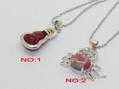 Jp048 Silver Tone Red Color Gemstone Pendant