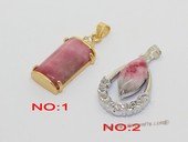 Jp049 Red Color Gemstone Jade Pendant with Zircon Bead