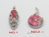 Jp050 Silver Tone Red Color Gemstone Pendant with Zircon Beads