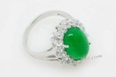 Jr002  10*14mm Oval Green Jade Sterling Silver Ring,us size 7